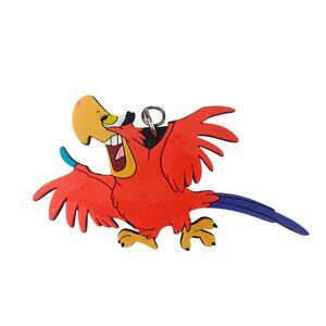 Vintage Disney Aladdin Iago Parrot Keychain Red & Blue Rubber With Metal Loop